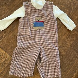 Funtasia Too Checkered Baby Overalls with Bear